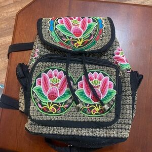 Floral Embroidered Backpack